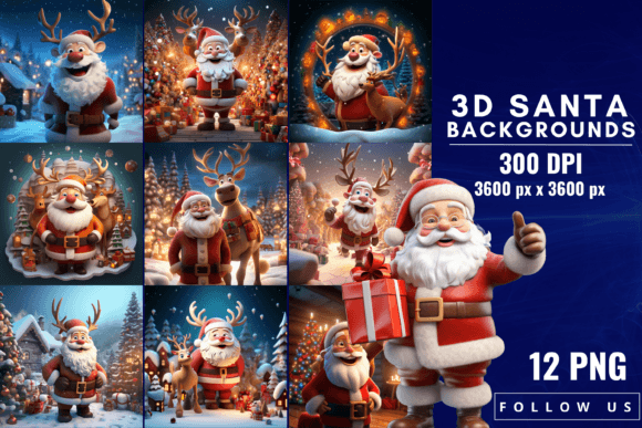 Enchanting 3D Santa Backgrounds for Holiday Projects