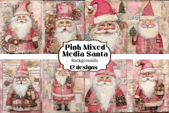 Pink Christmas Santa Papers Backgrounds
