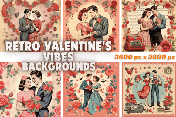 Retro Valentine's Vibes Backgrounds: Groovy Romance for Modern Design