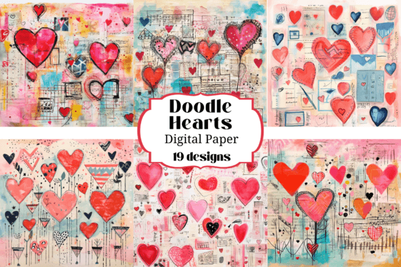 Unleash Your Creativity with Doodle Hearts Digital Paper Backgrounds